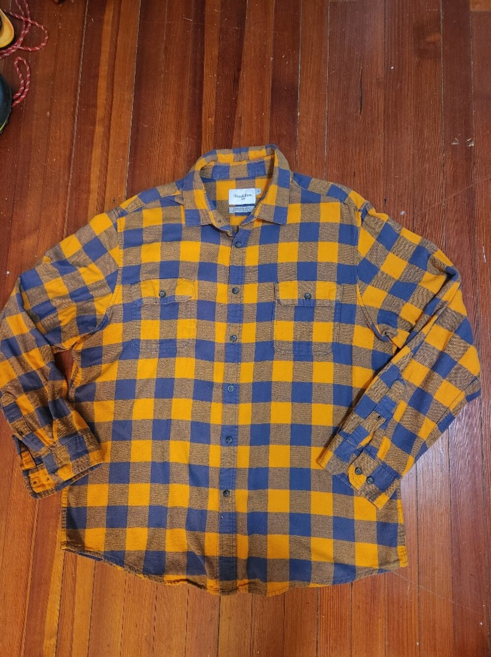 Goodfellow & Co Yellow and Grey Plaid Button-Down Shirt